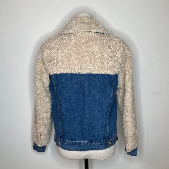 Topshop Denim Sherling Jacket SIZE 4 - Picture 7 of 10